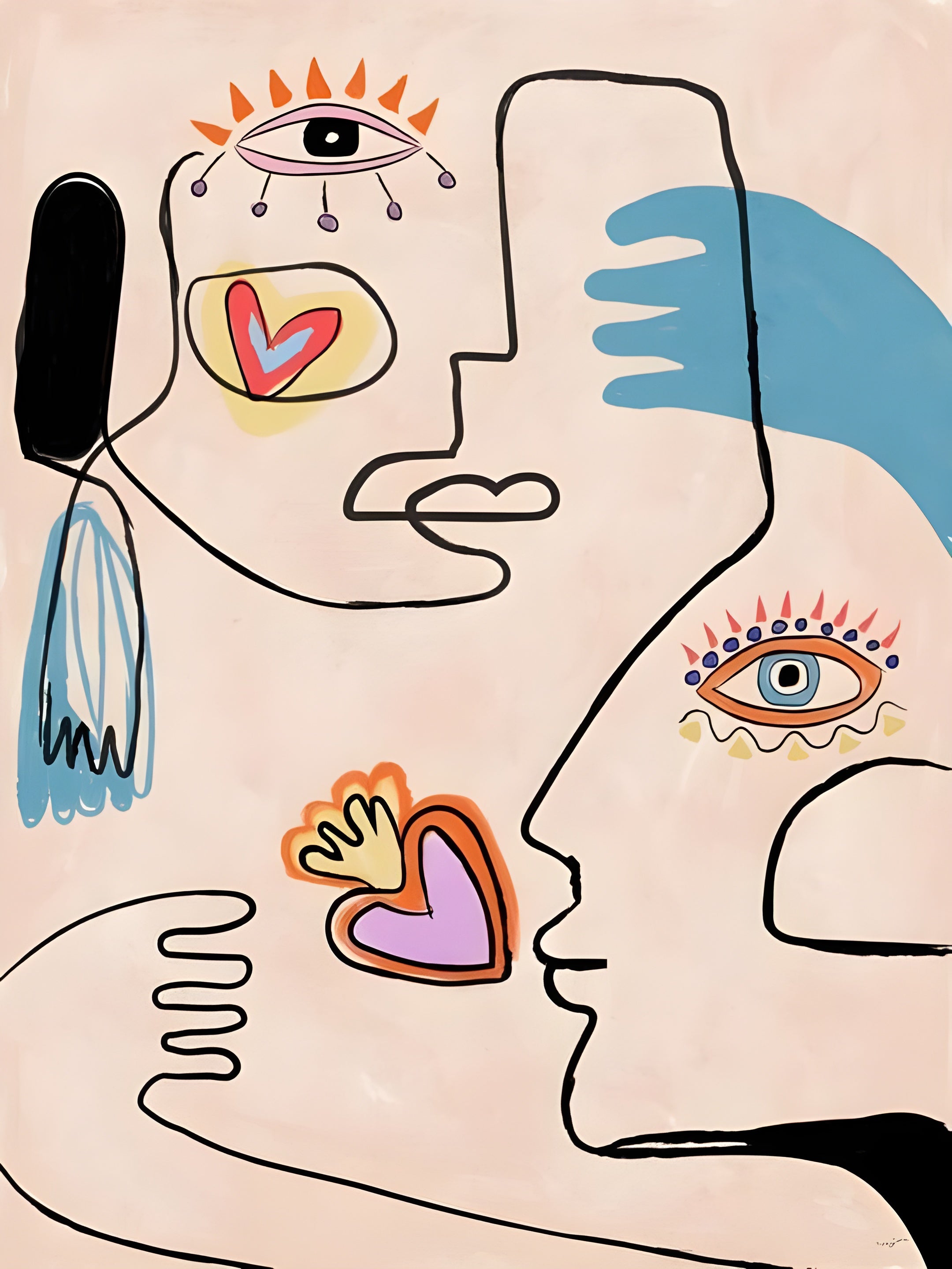 Intertwined Souls - Modern Abstract Line Art Print