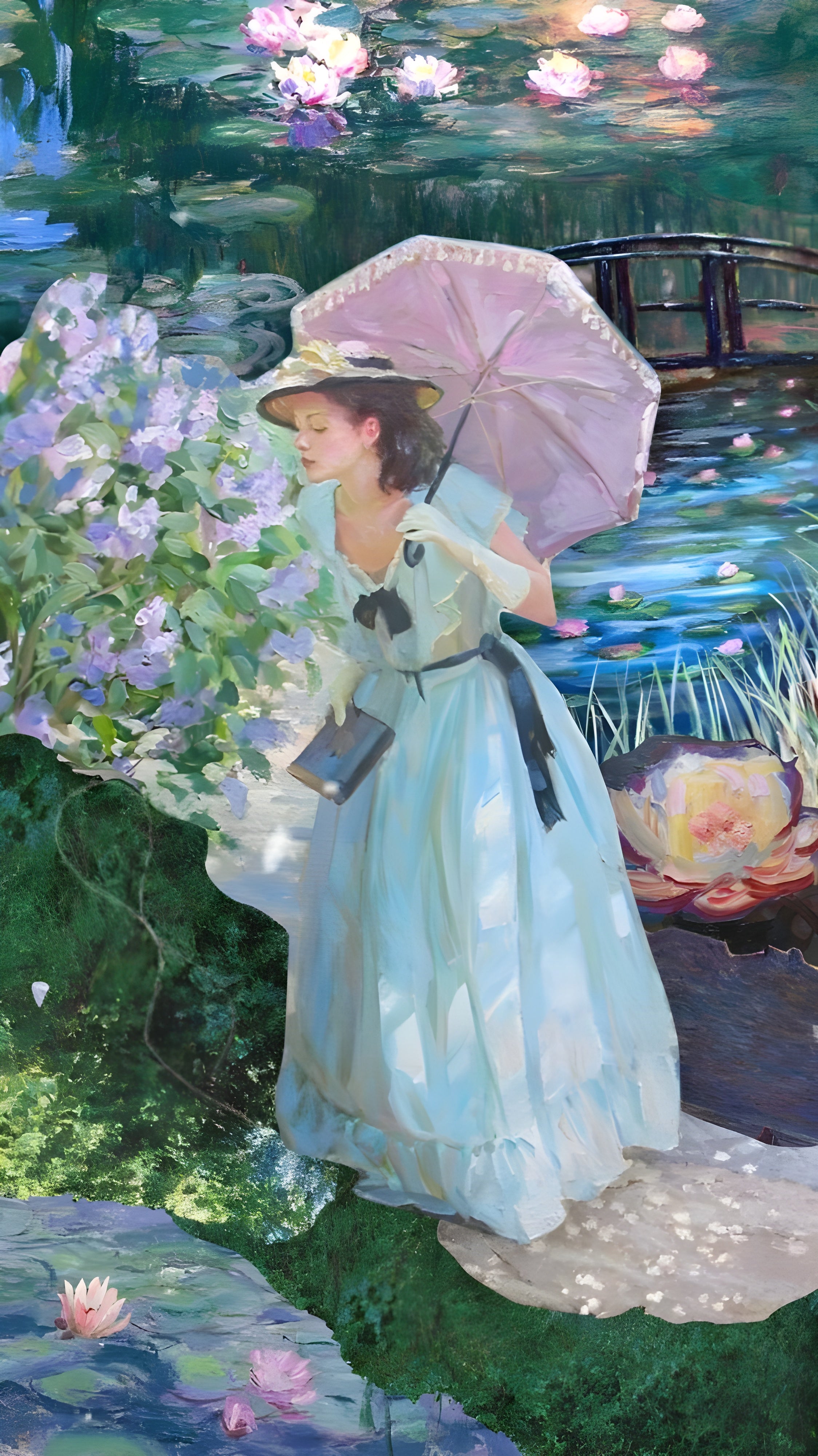 The Lily Pond Stroll - Journey into Serenity "The Lily Pond Stroll" Art Print.