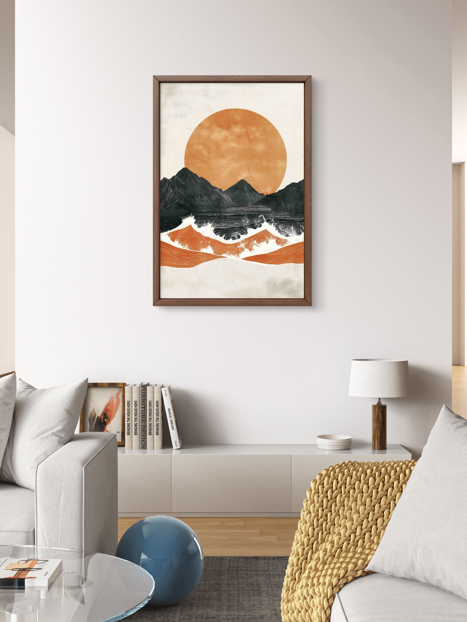 Mountain Sun — Minimal Waves Poster