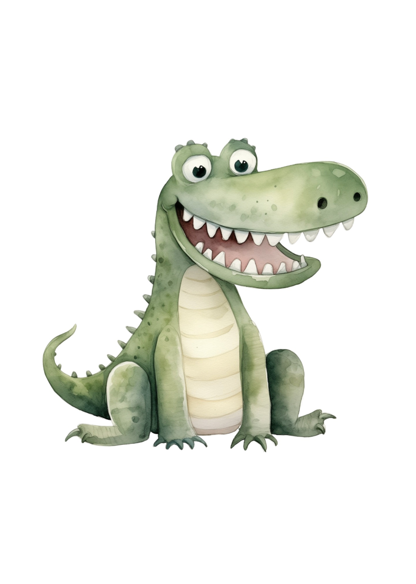 Crocodile Smiles – Playful Watercolor Nursery Print