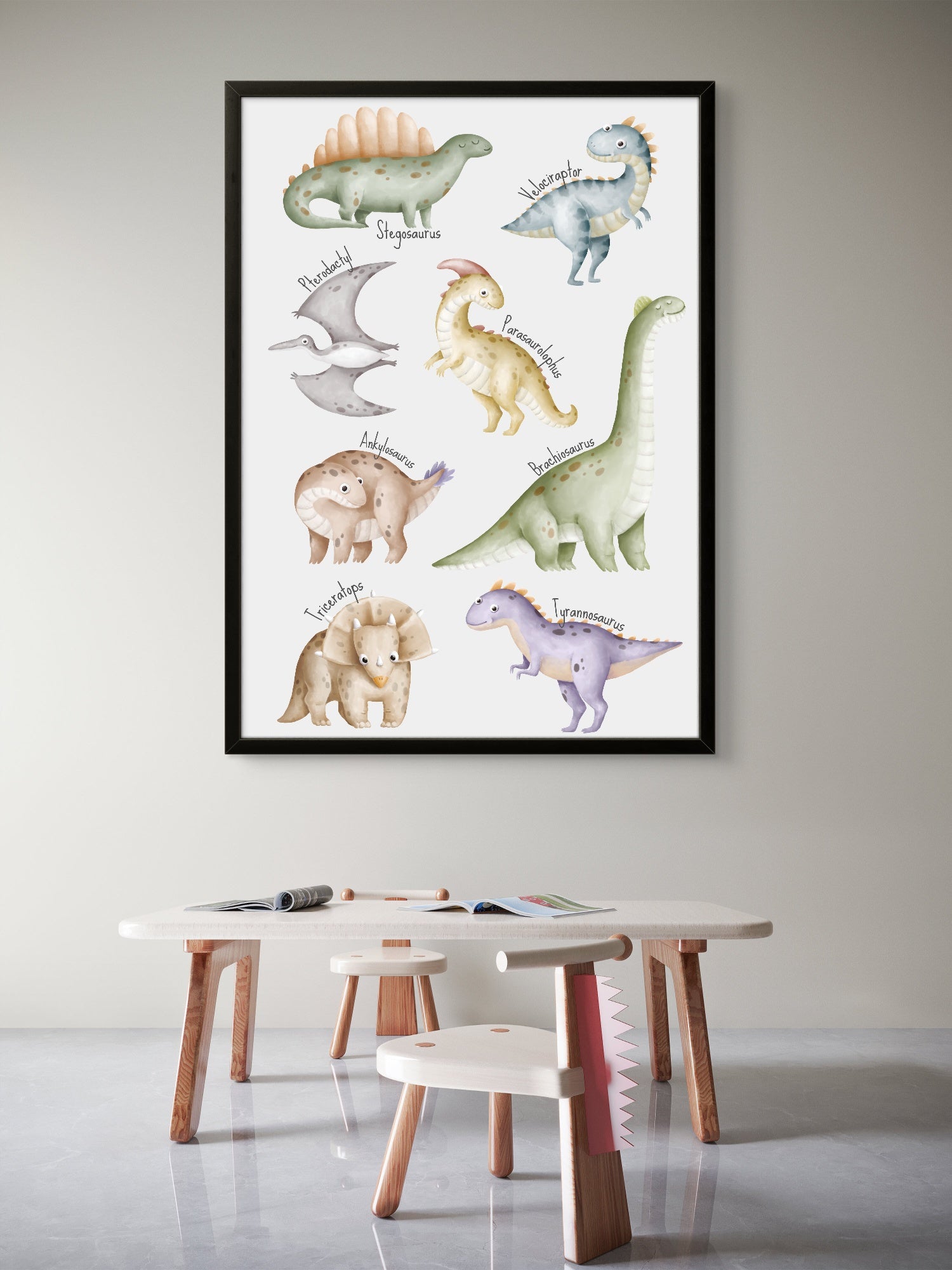 Dinosaur Friends – Watercolor Art Print