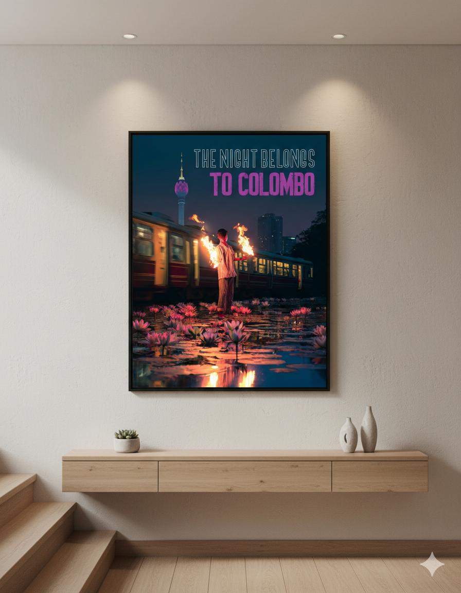 Night Bloom - Colombo's Electric Serenity Art Print