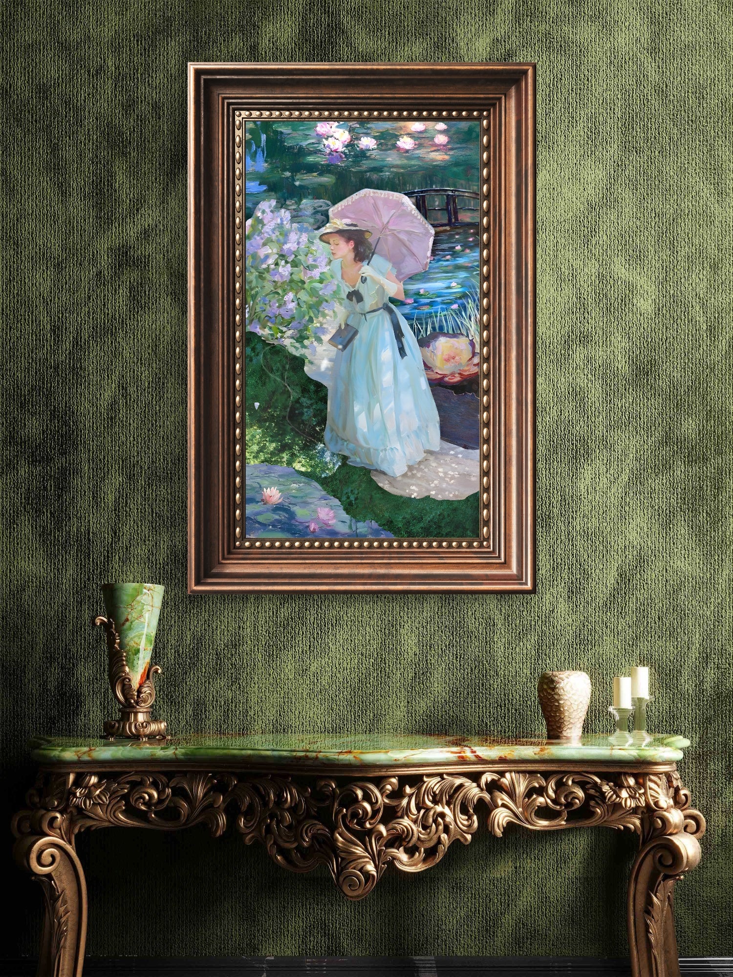 The Lily Pond Stroll - Journey into Serenity "The Lily Pond Stroll" Art Print.