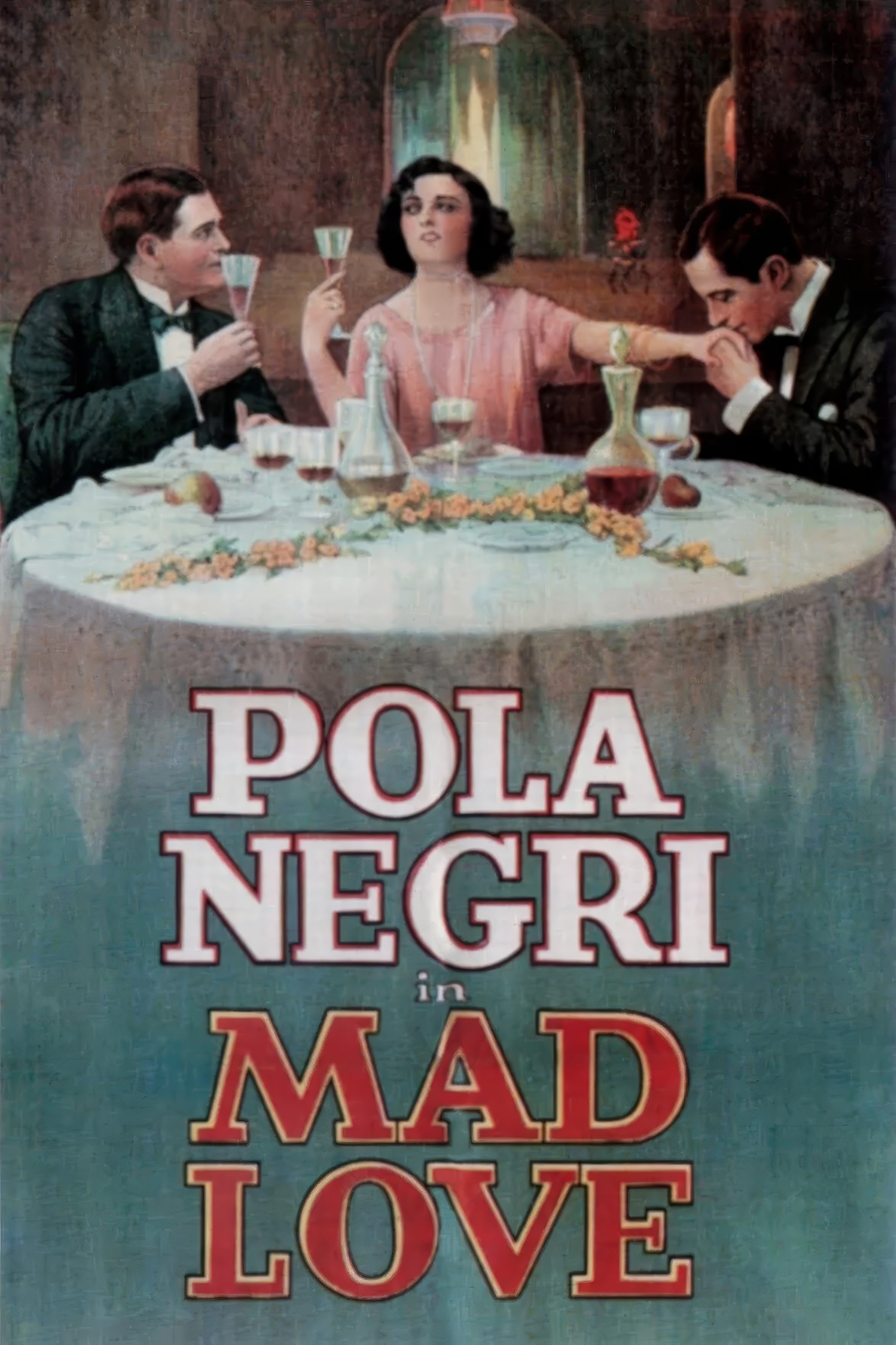 Pola Negri in "Mad Love" (1920s) Vintage Silent Film Poster - Art Deco Romance Print