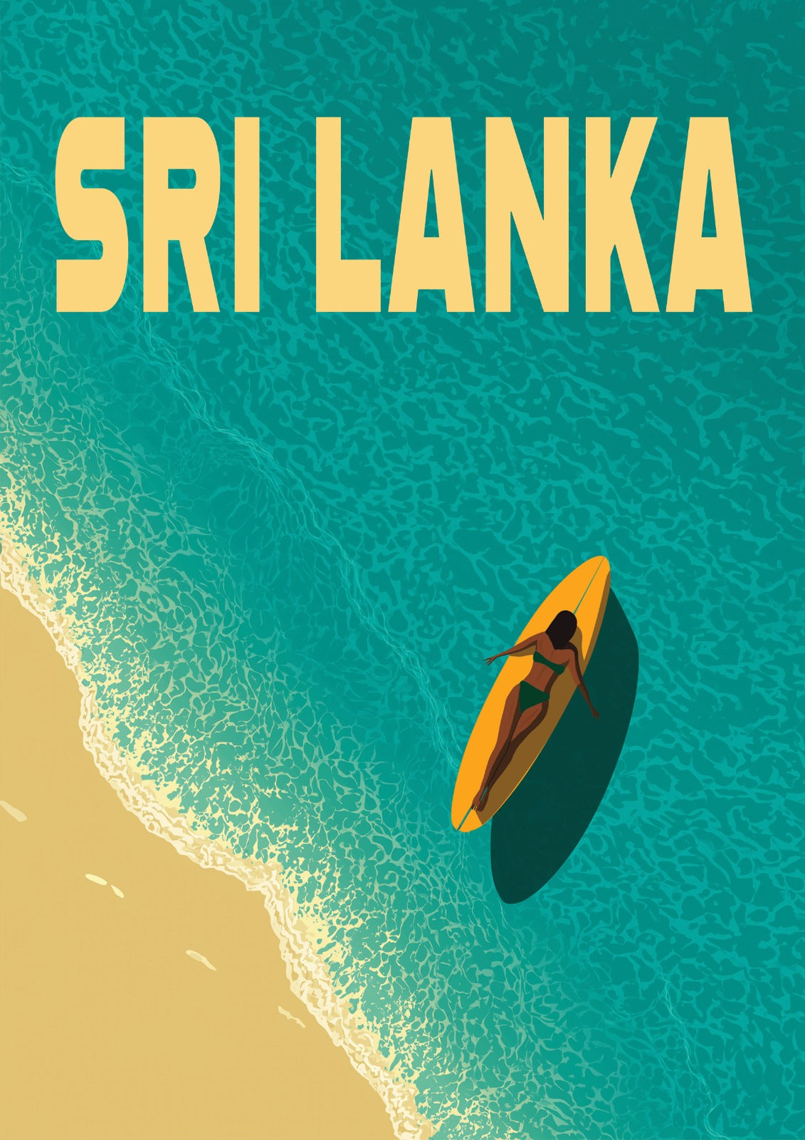Surfer on Yellow Board - Sri Lanka Print