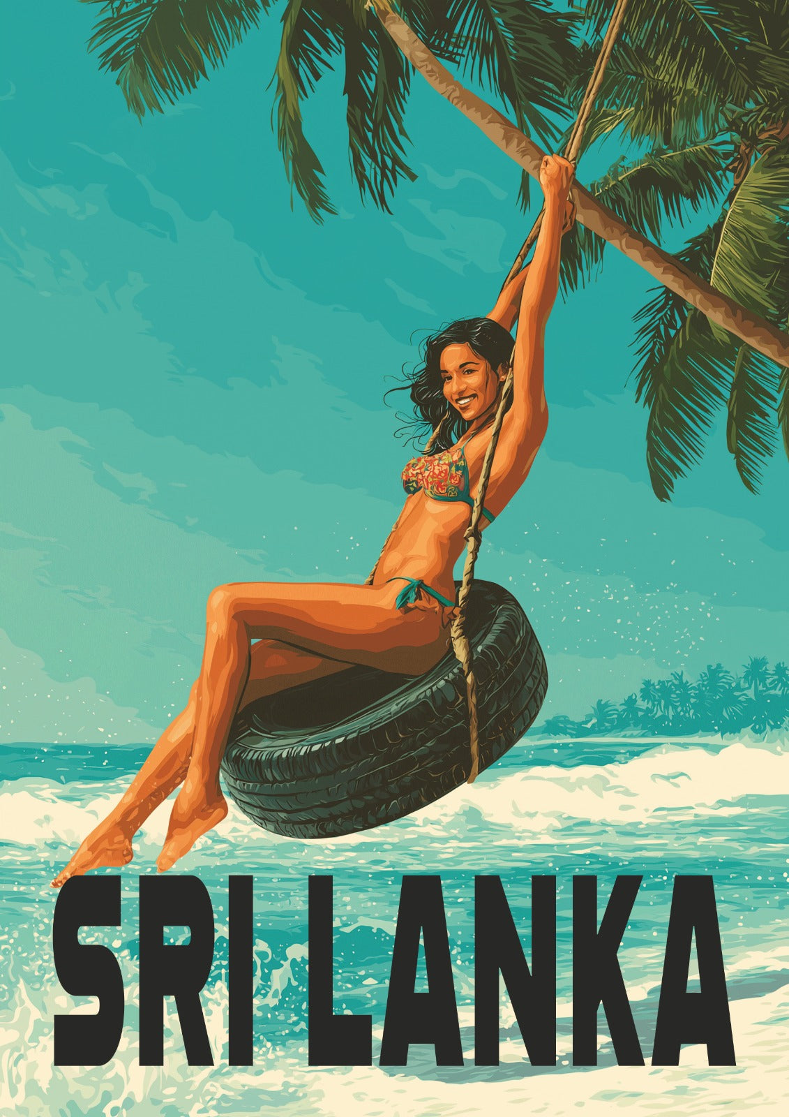 Retro Sri Lanka - Palm Tree Swing Poster