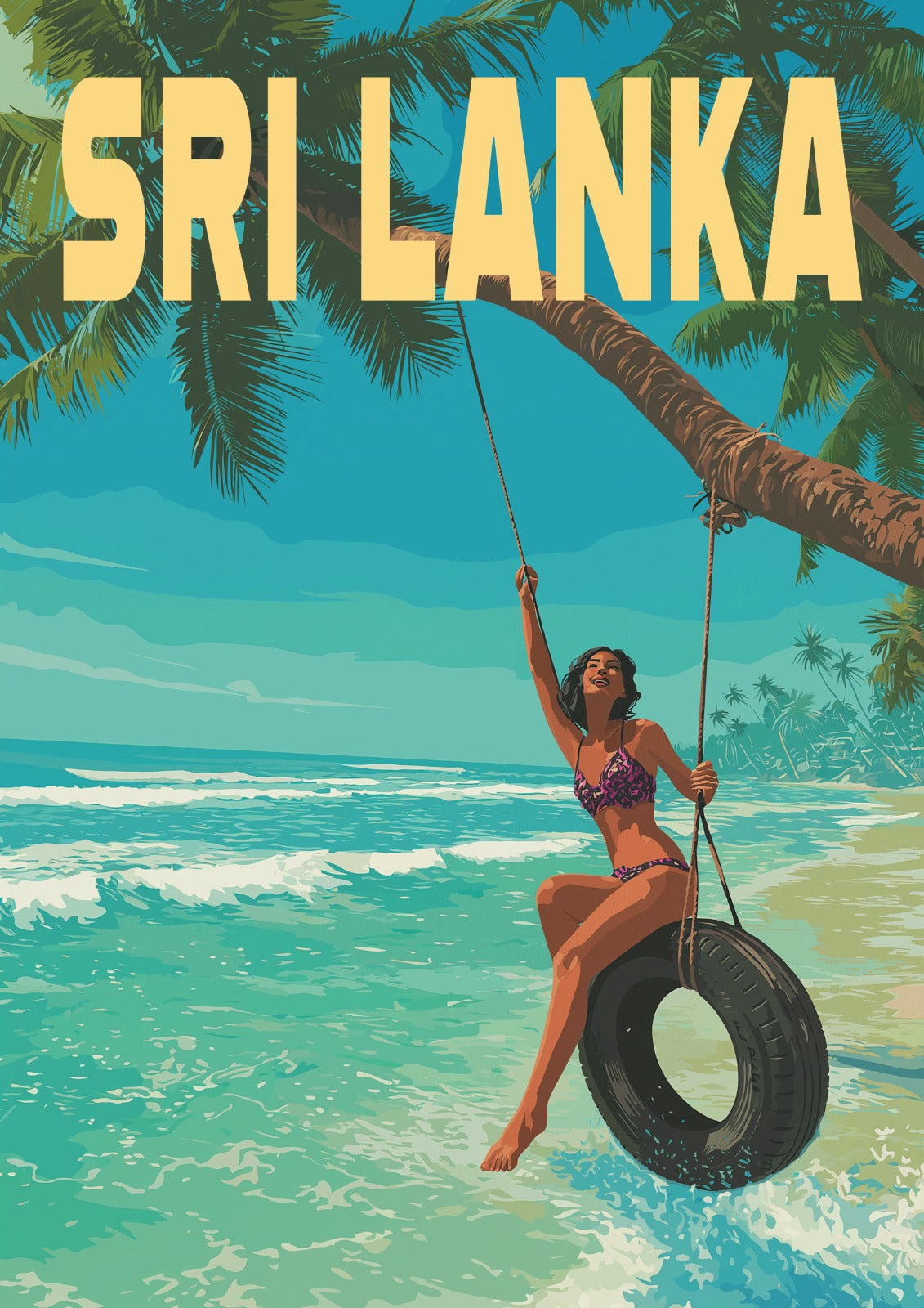 Tropical Tire Swing - Retro Art Print