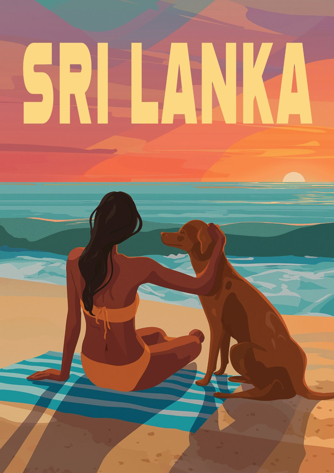 Beach Life Sri Lanka - Retro Art Print