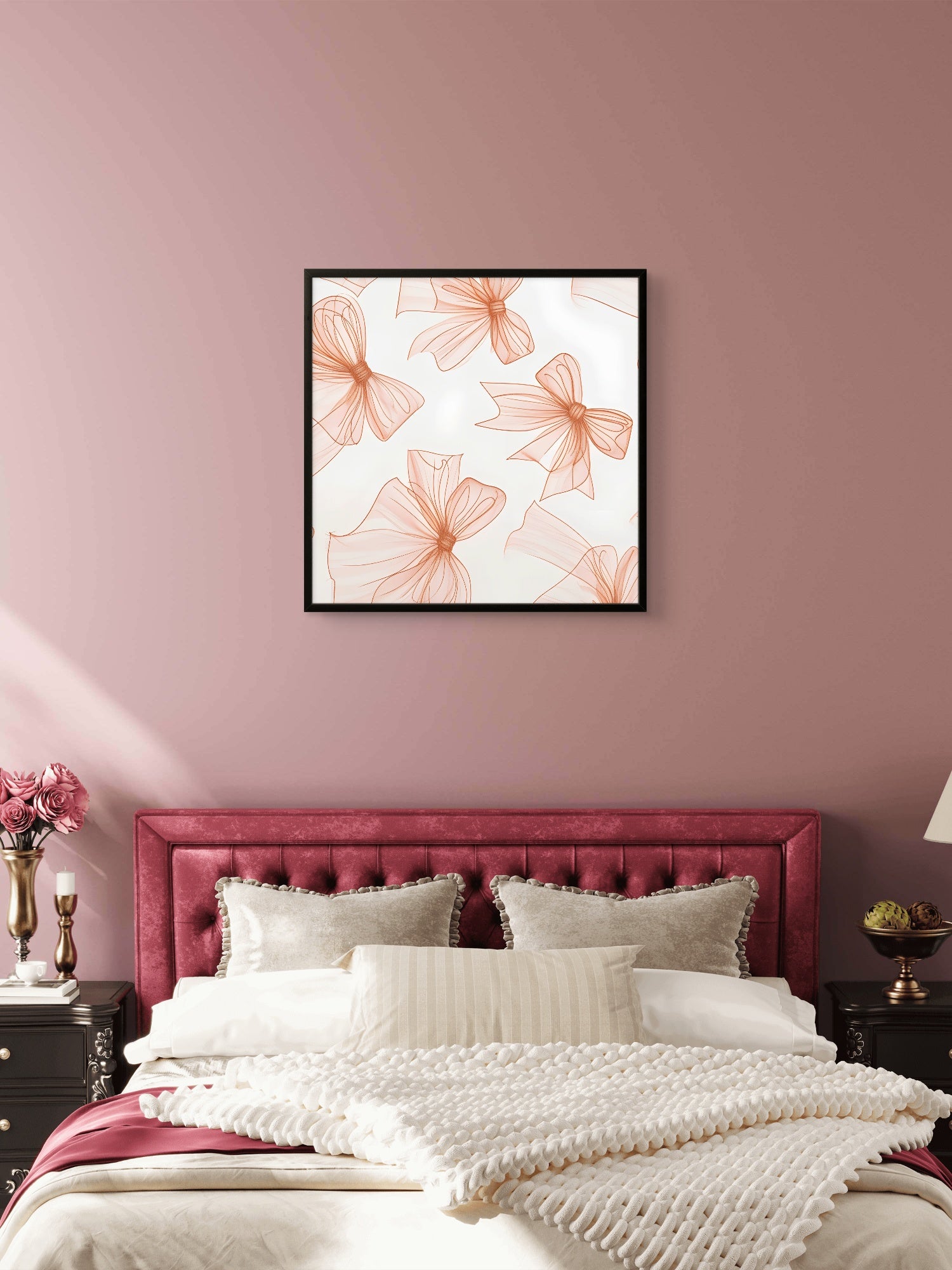 Whisper Bows - Sheer Peach Serenity Pattern