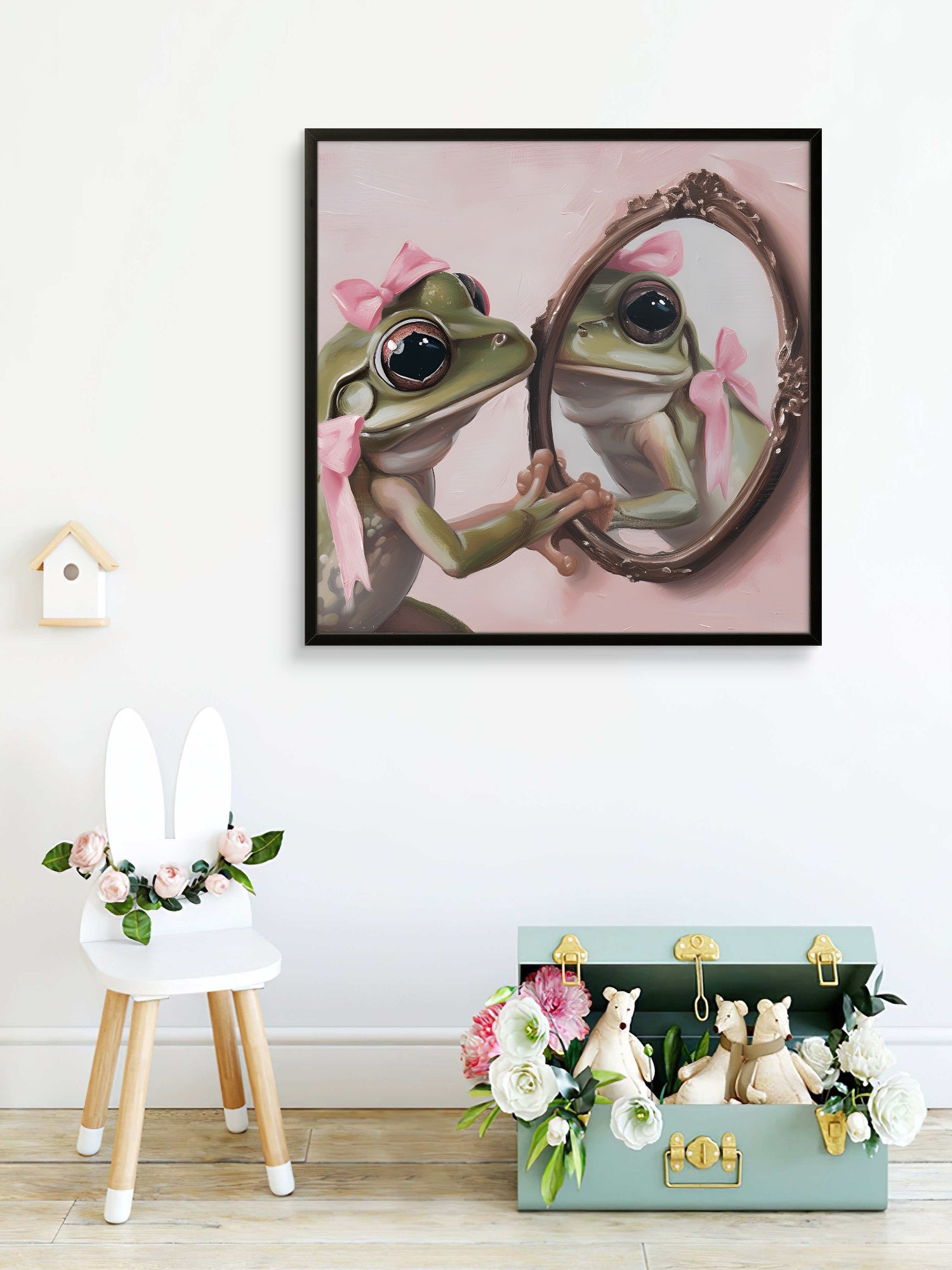 Mirror, Mirror, Am I Pretty? - Froggy Reflection Art Print
