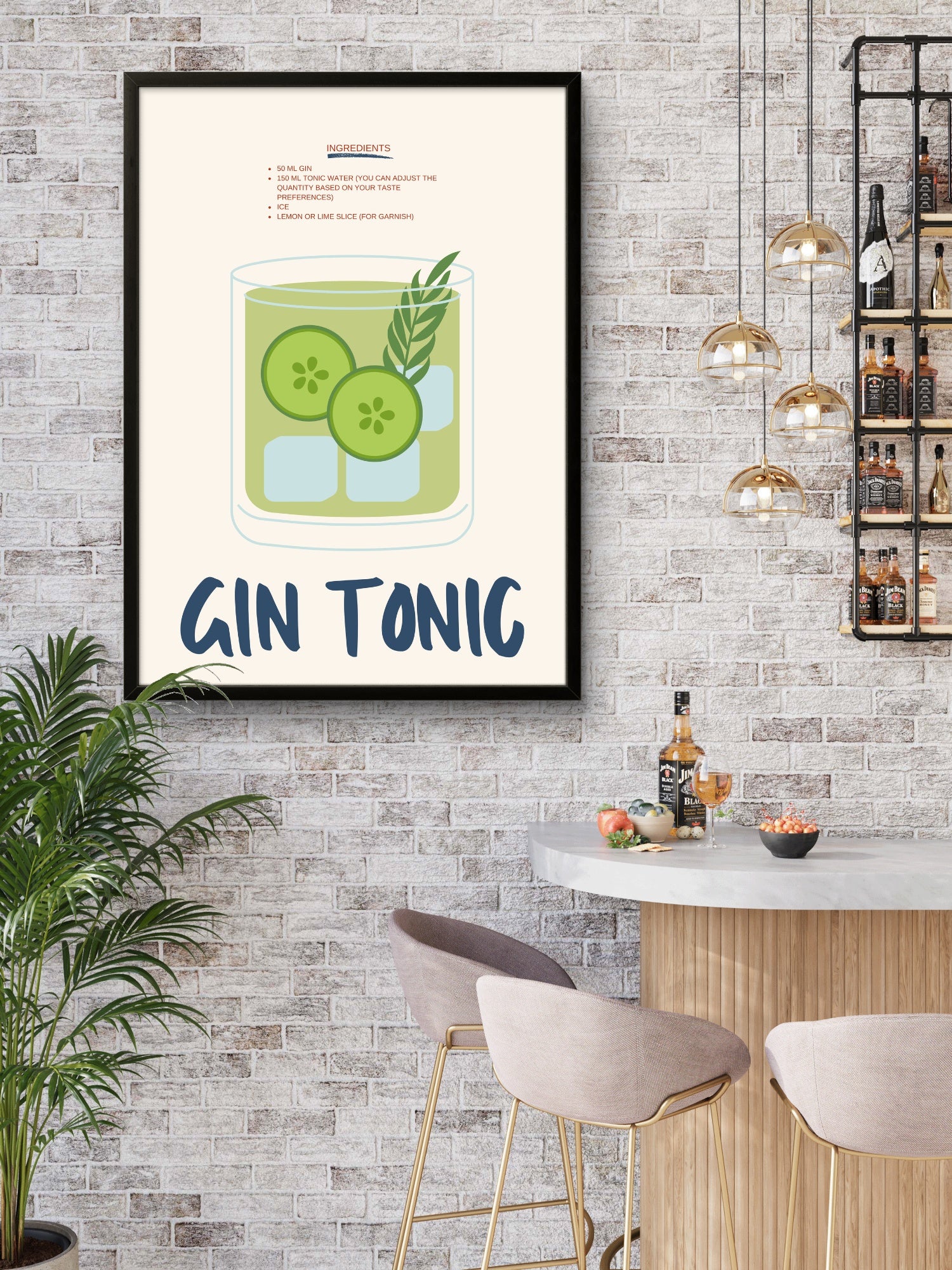 Gin Tonic - Cocktail Recipe Art Print