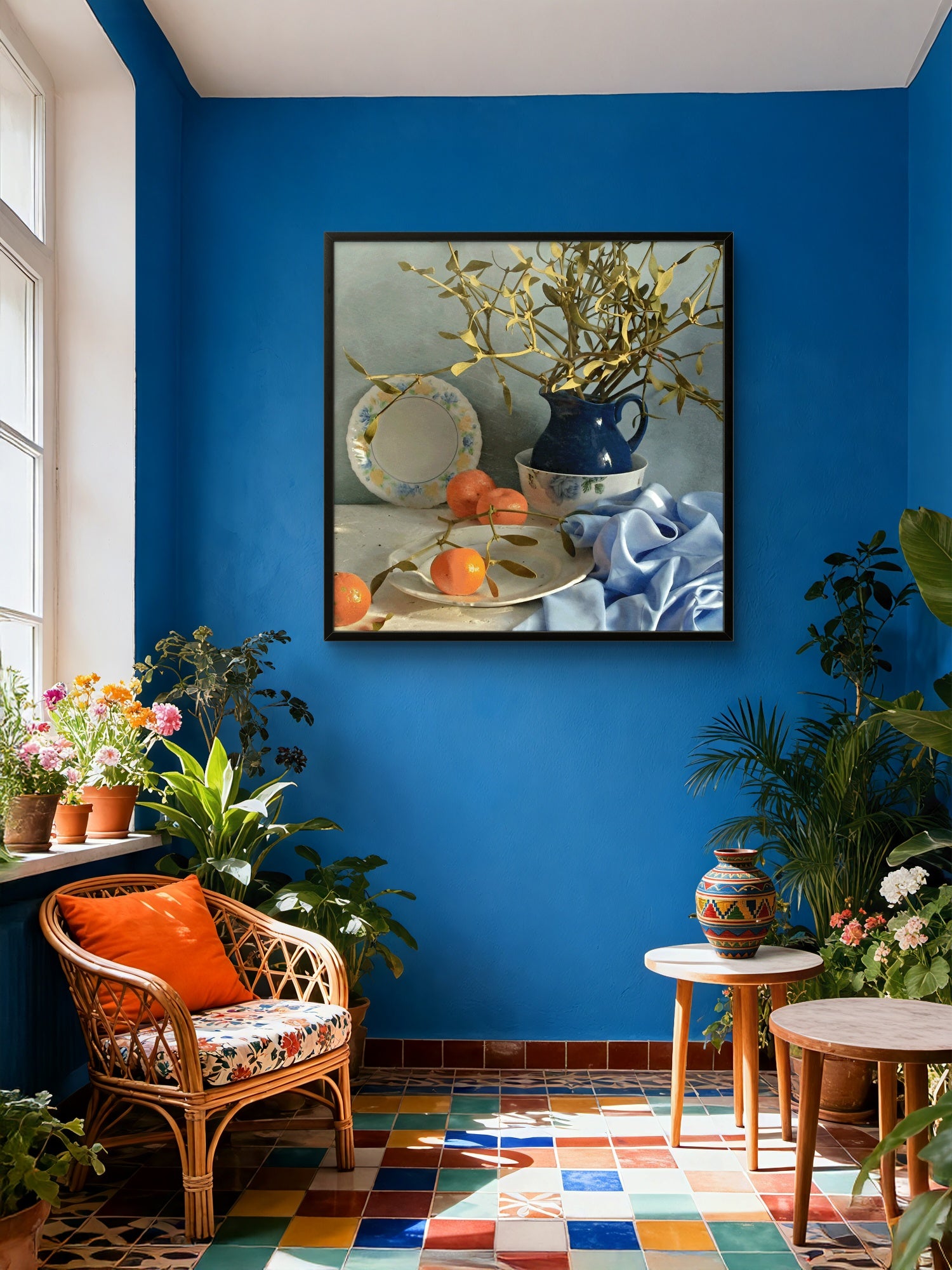 Winter's Bounty - Mistletoe & Satsuma Still Life Print