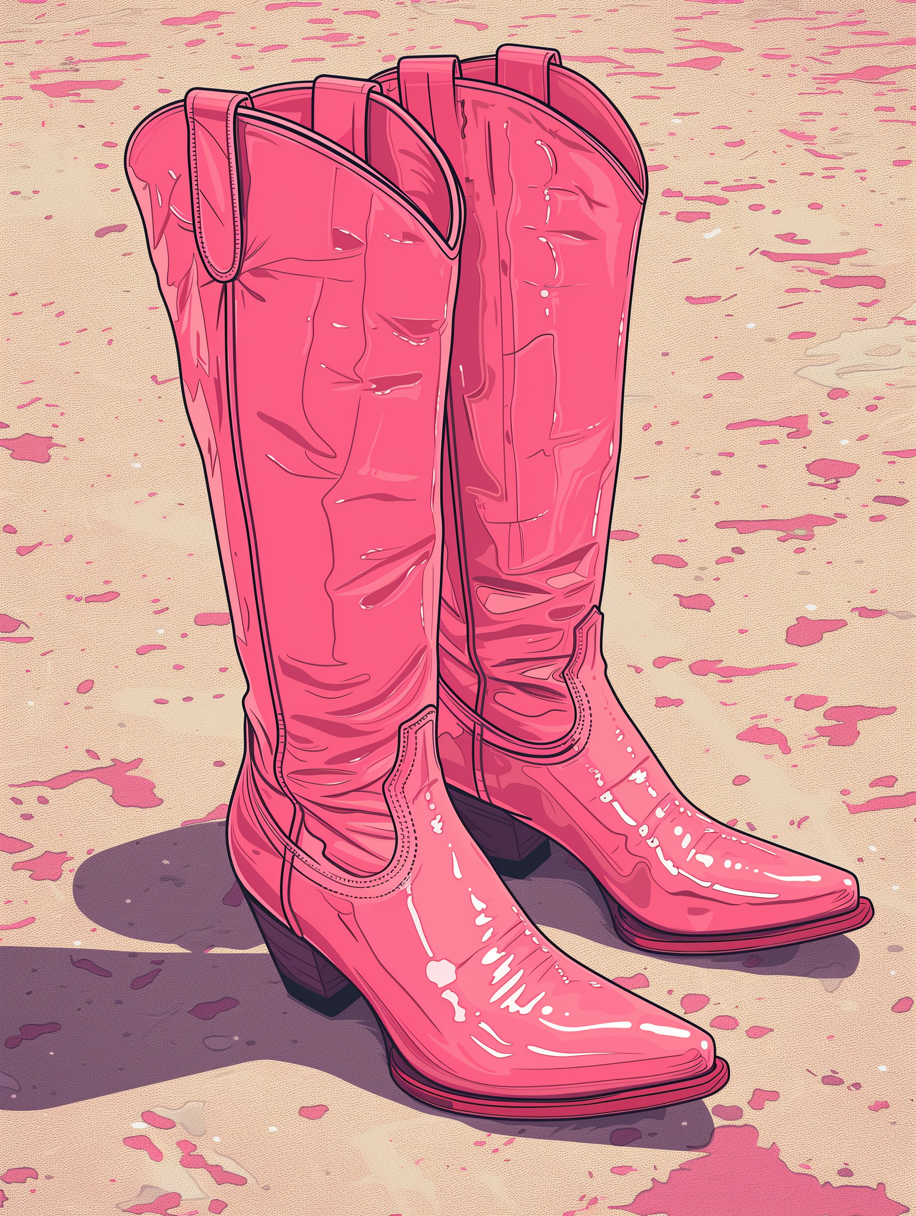 Rodeo Pinks - Glam Cowboy Boots Art Print