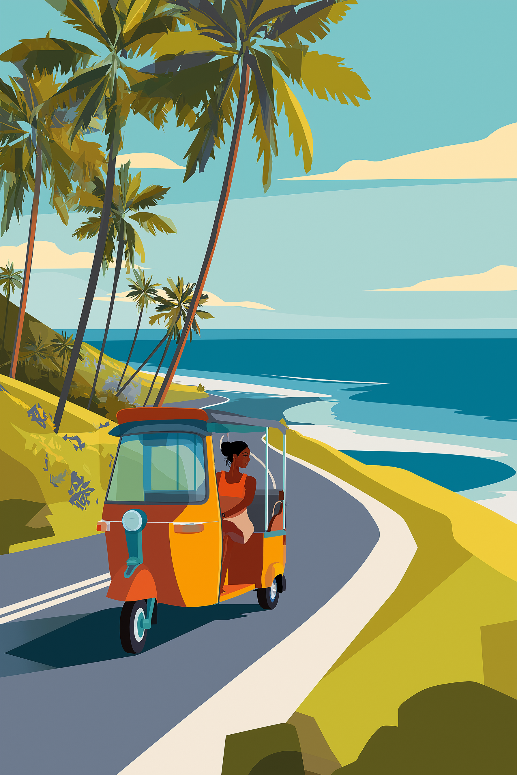 Sri Lanka Tuk-Tuk Ride - Retro Art Print