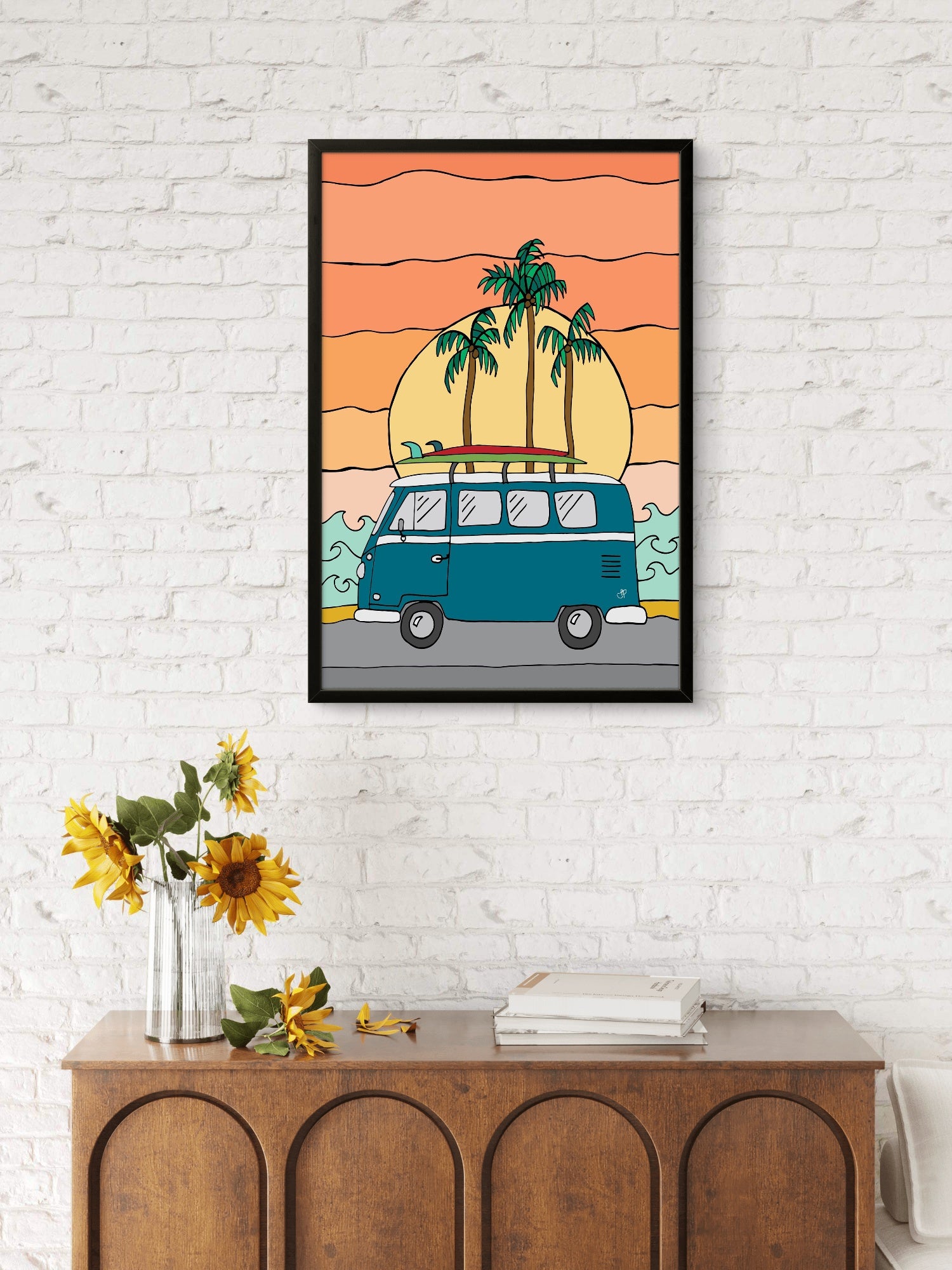 Sunset Surf Van: Coastal Escape Print